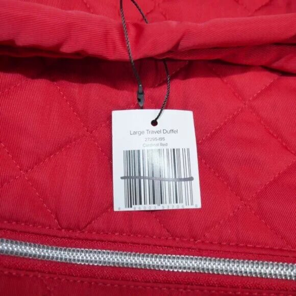 Vera Bradley Large Travel Duffel Bag Cardinal Red Performance Twill Carry On - Picture 9 of 9